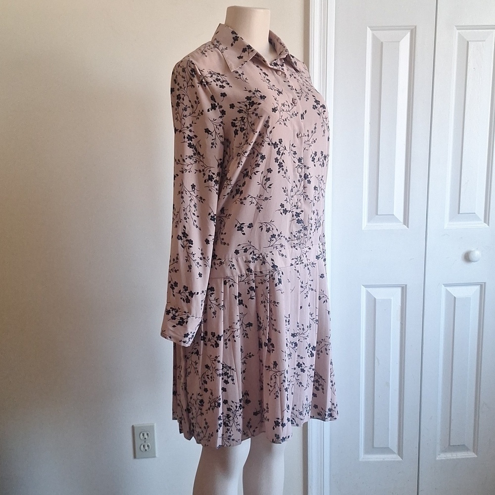 Nanette Lepore Blush Pink Floral Long Sleeve Dress – Size 8 - Picture 2 of 14